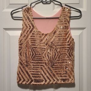 NWOT ROSE GOLD SCOOP NECK SEQUIN TANK TOP, FITS LIKE M